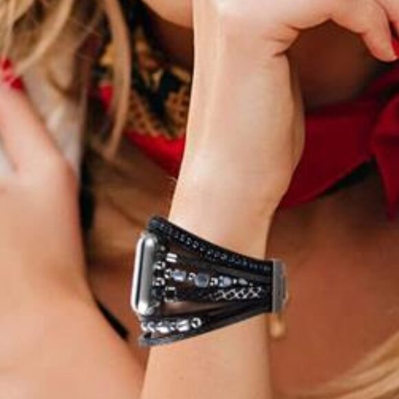 NEW Black/Silver Luxury Layered Apple Watch Band main image 6